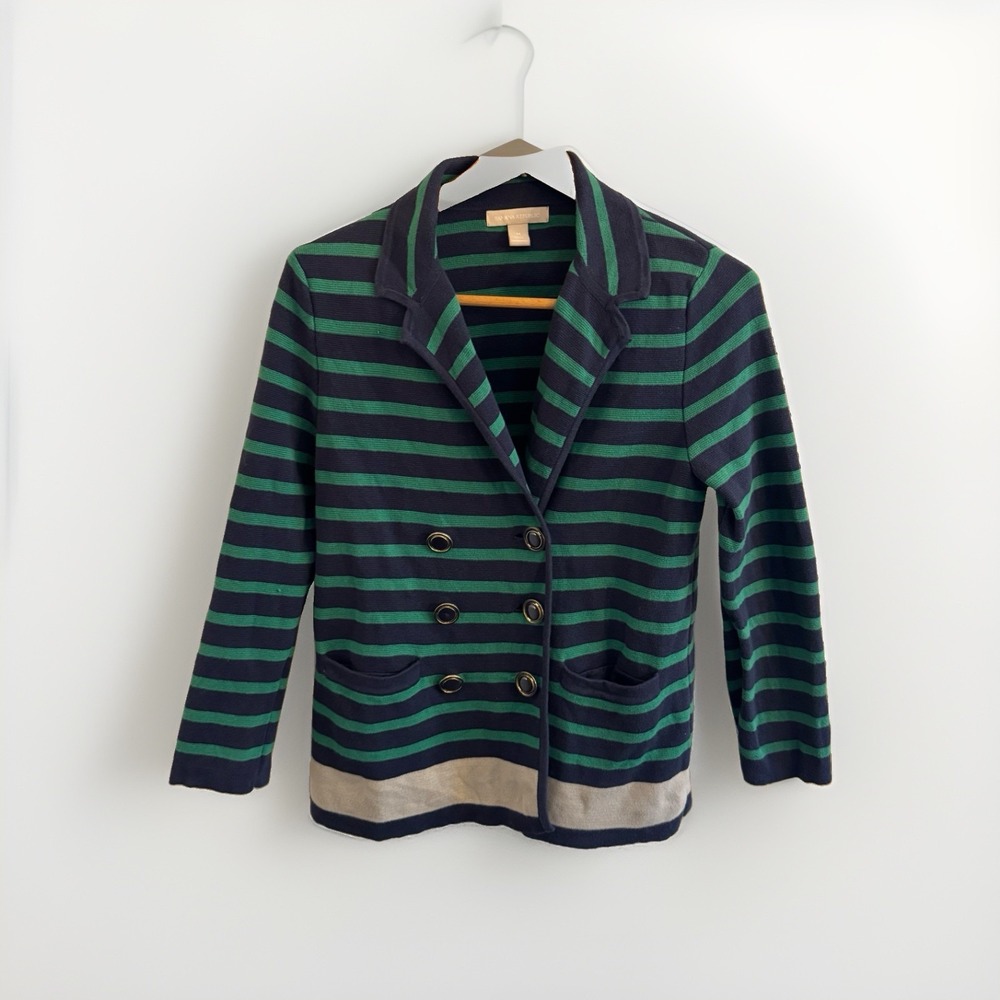 Banana Republic M Women's Sweater Blazer Cardigan Cotton Double-Breasted Green